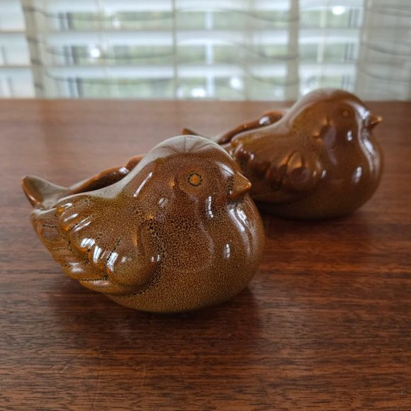 VTG PartyLite Brown Birds Set of 2 Ceramic Tealight Votive Holders 5.25" - Picture 11 of 11